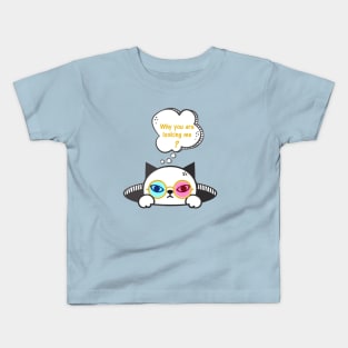 A cat angry about anything looking him Kids T-Shirt